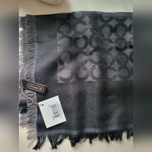 Coach Black and Gray Patterned Scarf